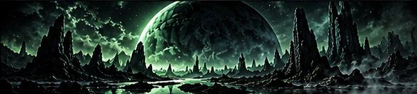 Green science-fiction landscape